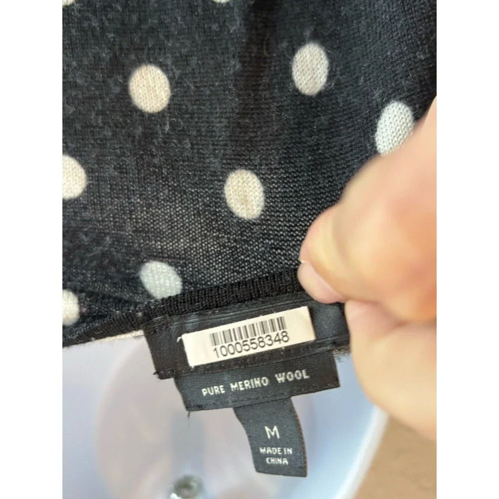Talbots Womens‎ Sweater Merino Wool Medium Pullover Polka Dot